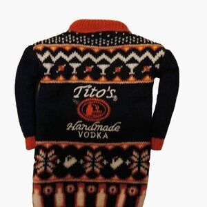 Titos Handmade Vodka Miniature Ugly Sweater Bottle Cover Coozie Koozie